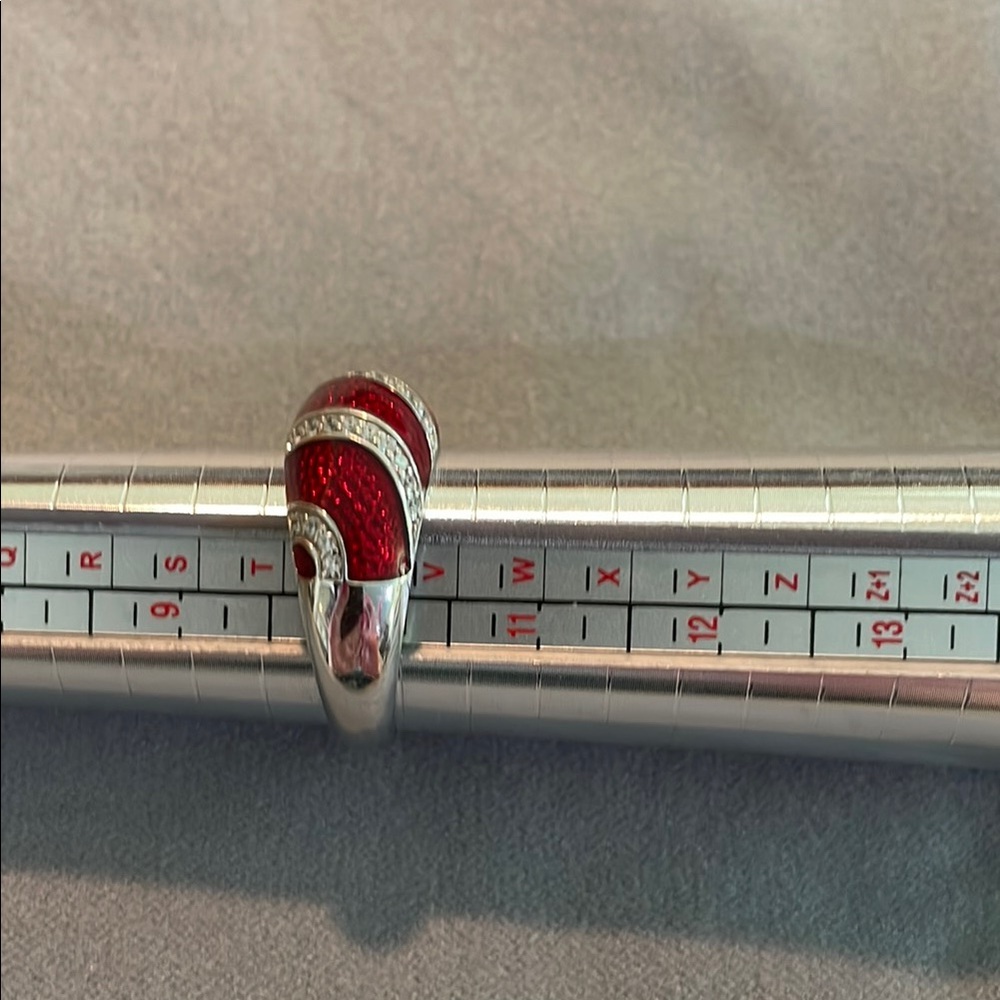 Elegant Red and Silver Women's Ring